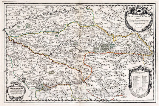 Historic Map : 1695 Diocese de Castres. - Vintage Wall Art