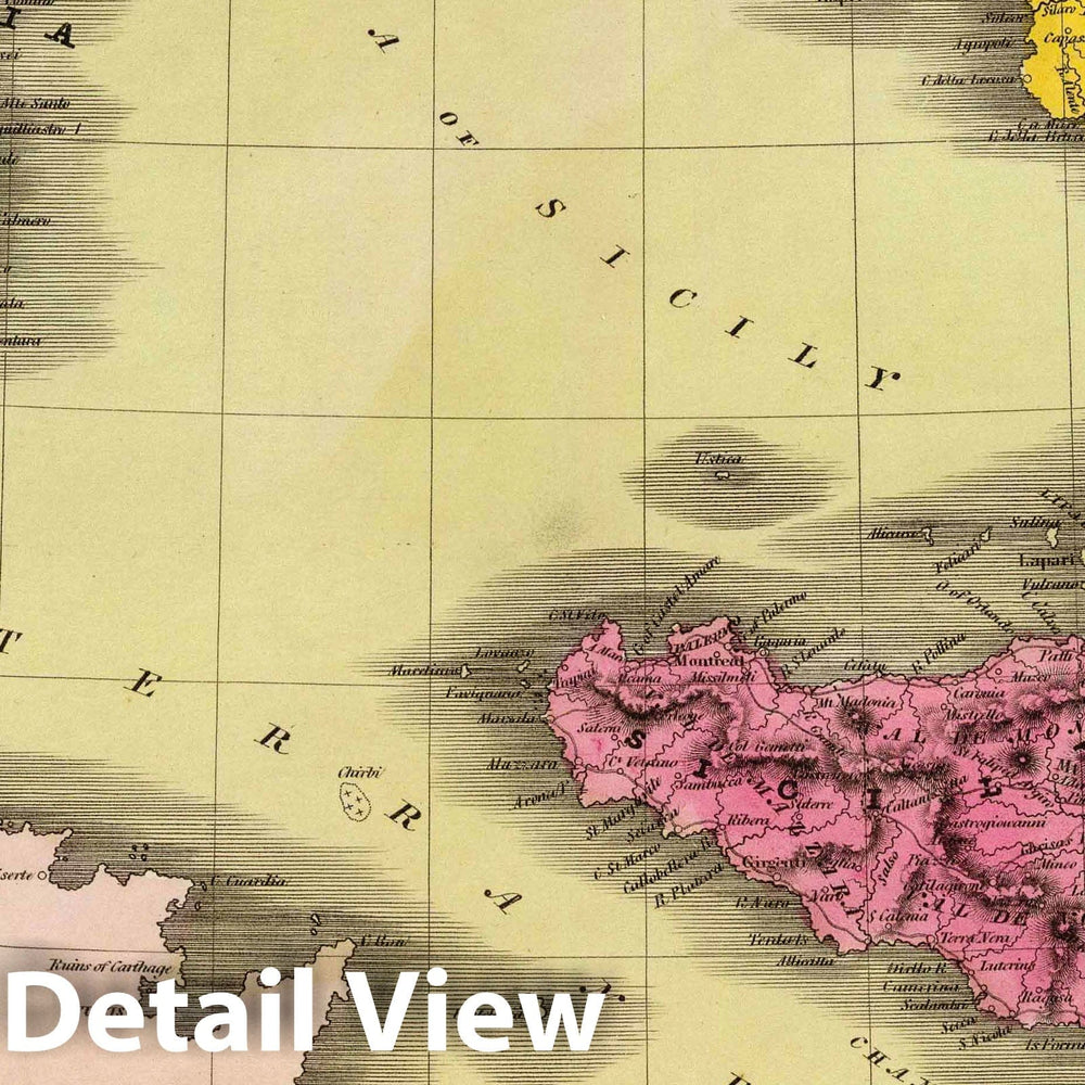 Historic Map : 1835 Southern Part Of Italy. - Vintage Wall Art