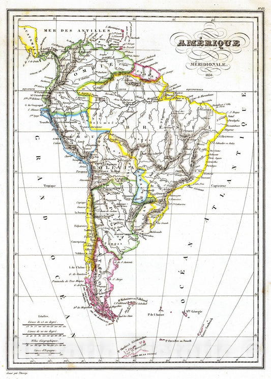 Historic Wall Map : 1837 Amerique Meridionale. v2 - Vintage Wall Art