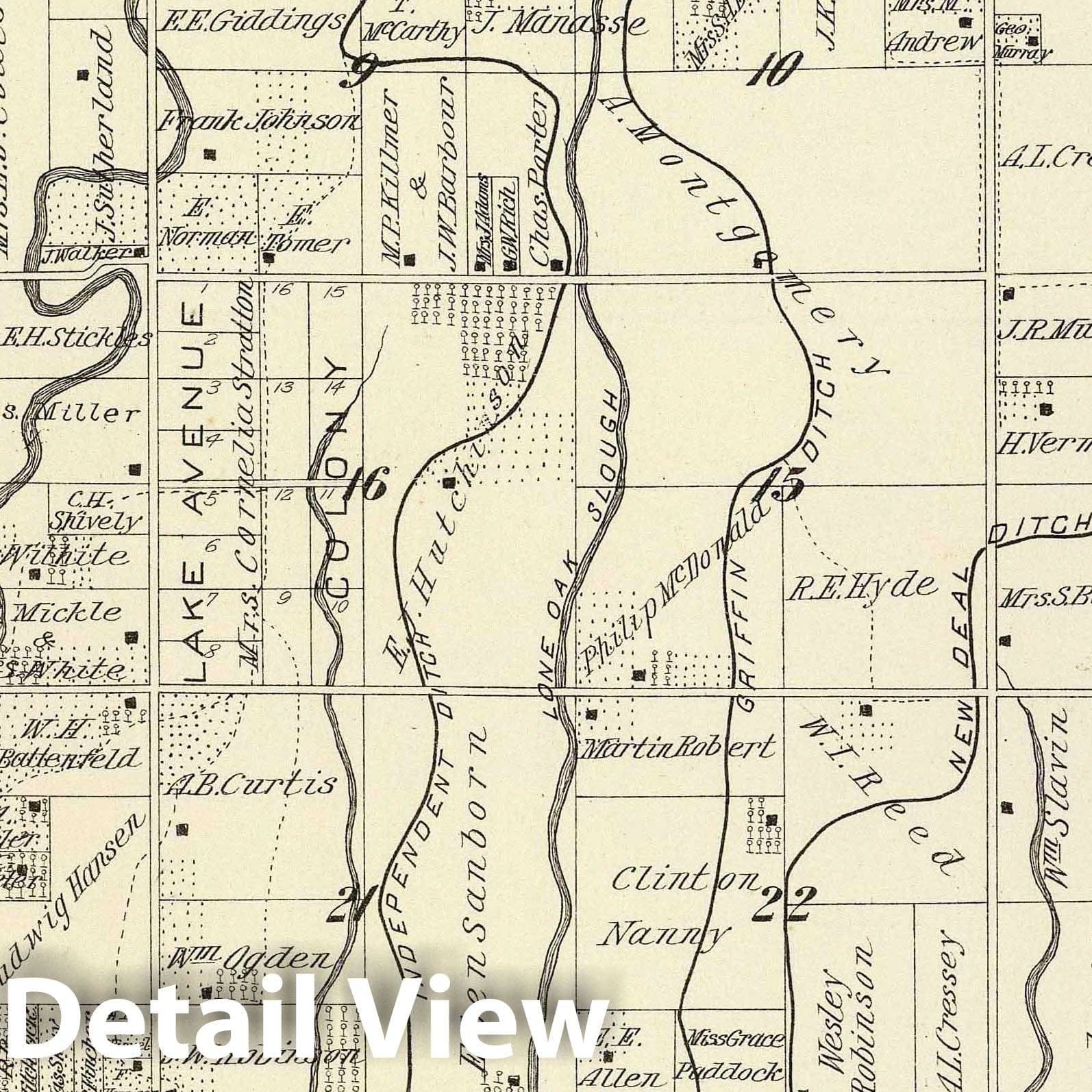 1892 Tulare County, California Survey Map - Township 19 South, Range 21 East