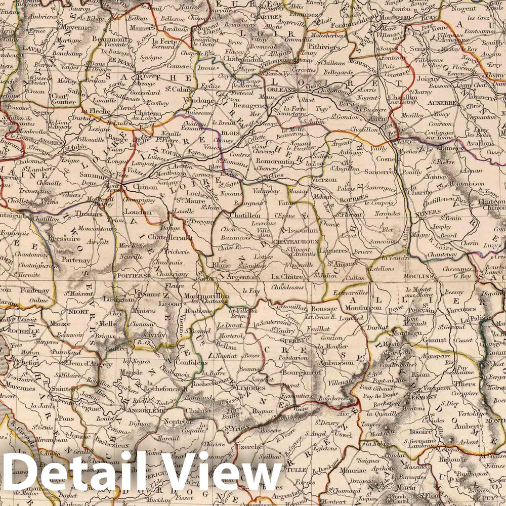 Historic Map : 1841 France in Departments. - Vintage Wall Art