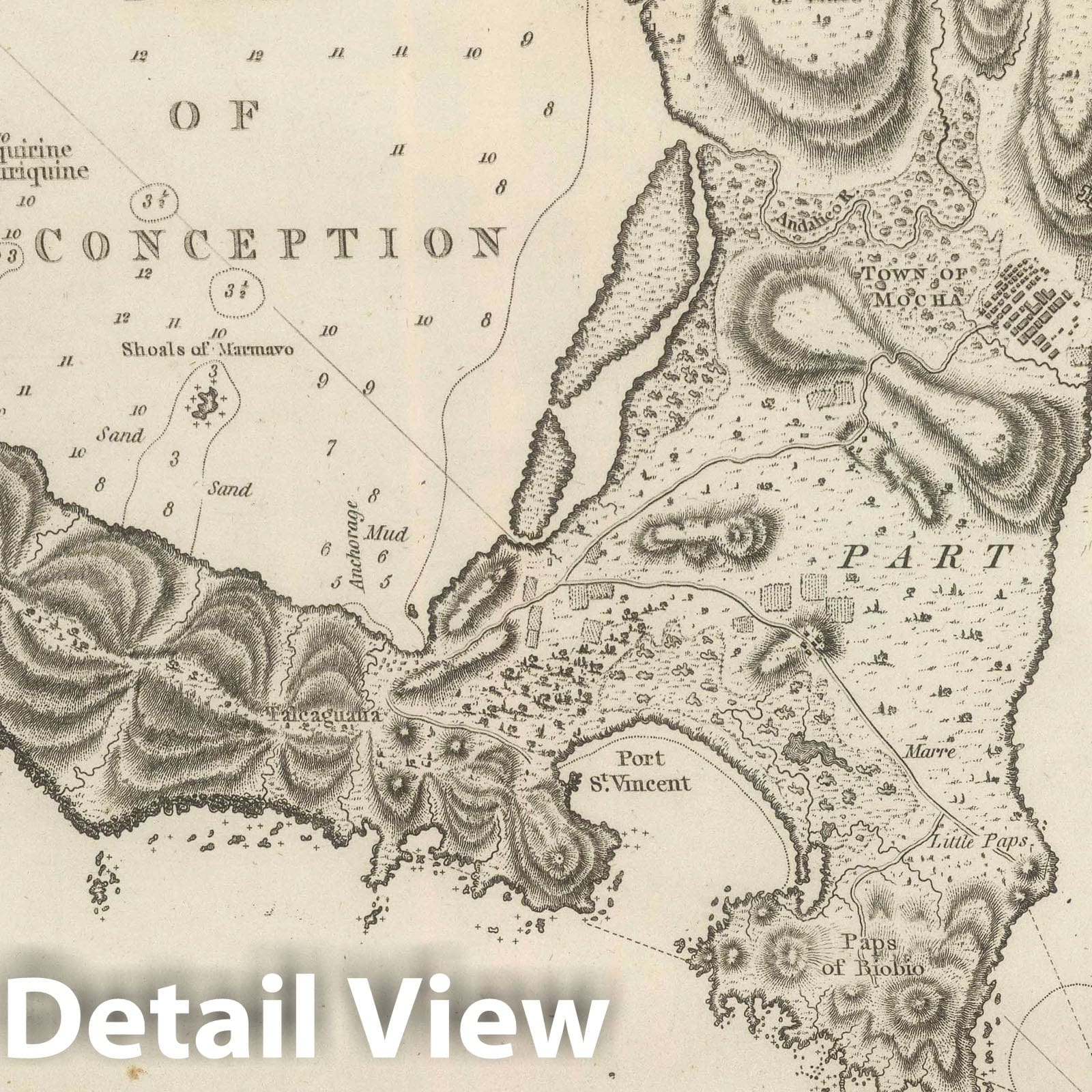 Bay of Conception, Chile - Nautical Chart, 1799 - Historical Map Print