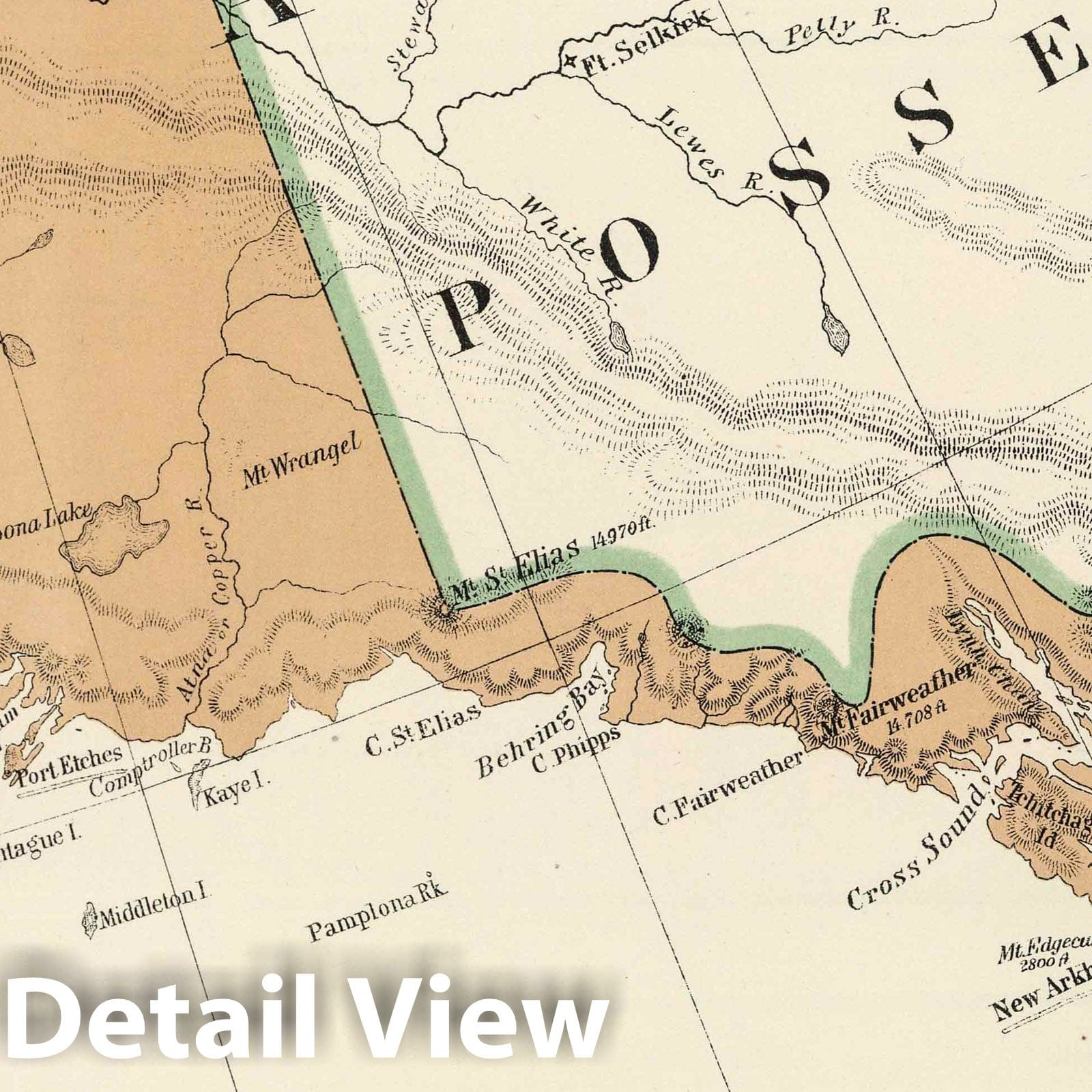 Northwestern America - Alaskan Boundary, 1867 - Historical Map Print