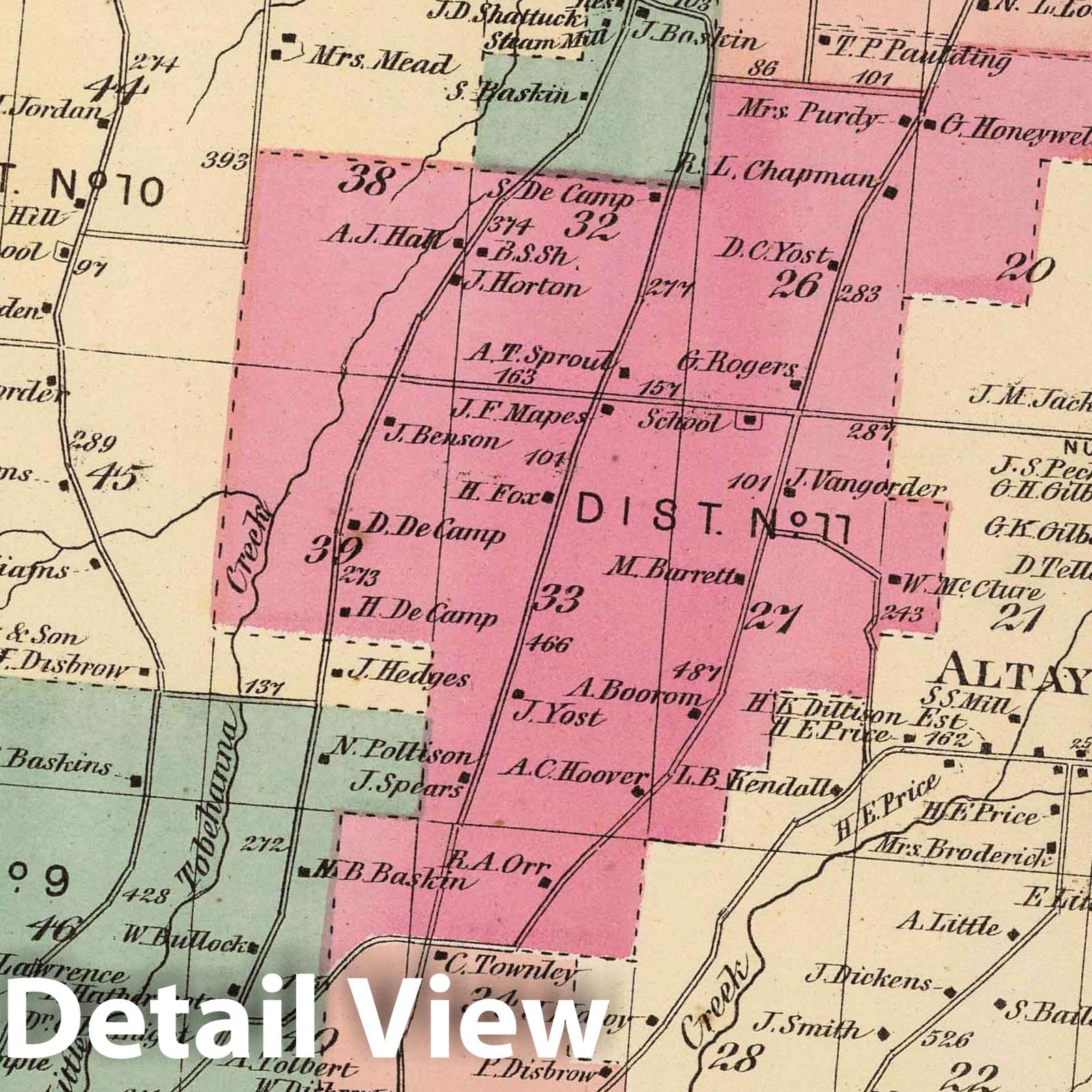 Tyrone - Property Map, 1874 - Schuyler County, New York Historical Map Print