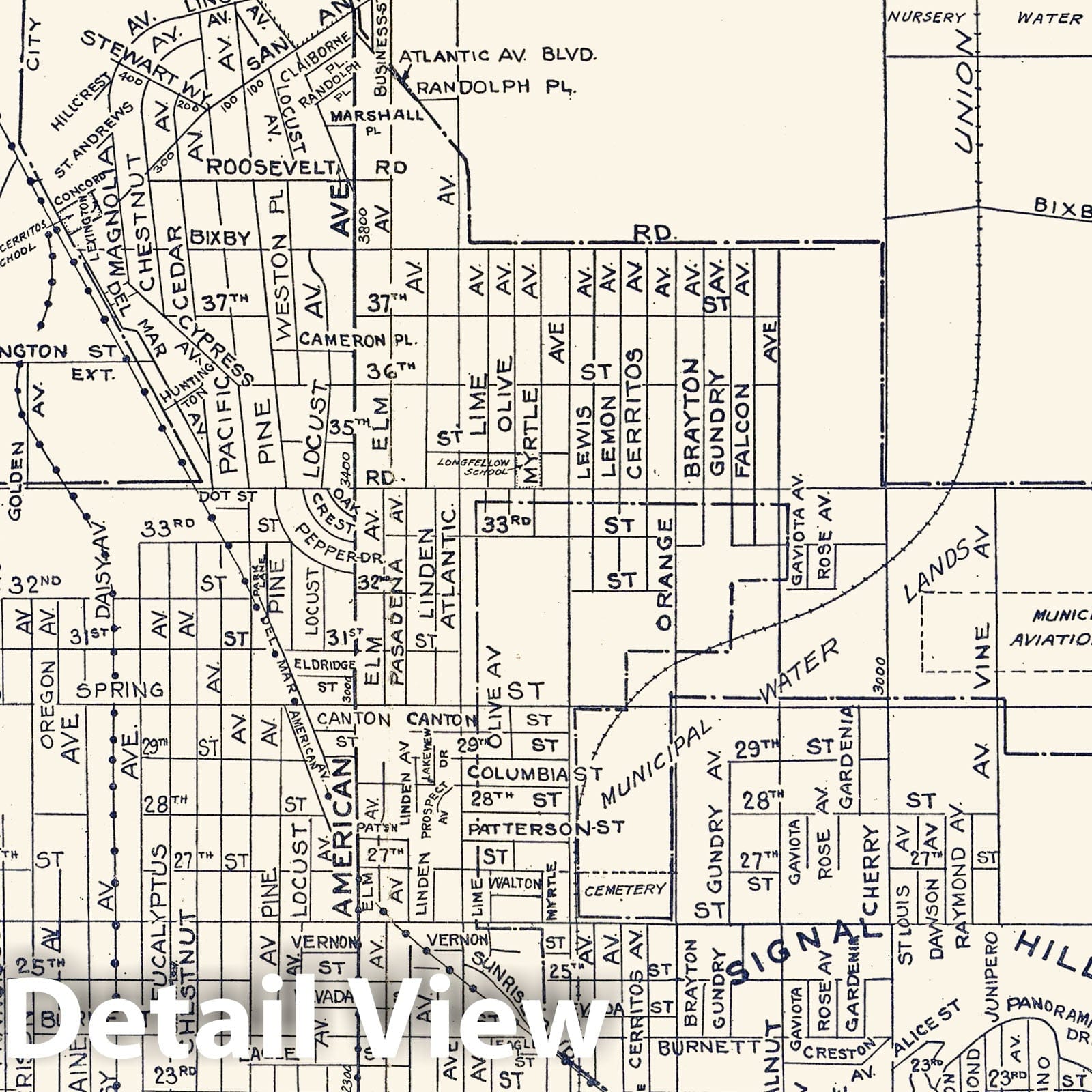 Long Beach, California - Road Map, 1938 - Historical Map Print