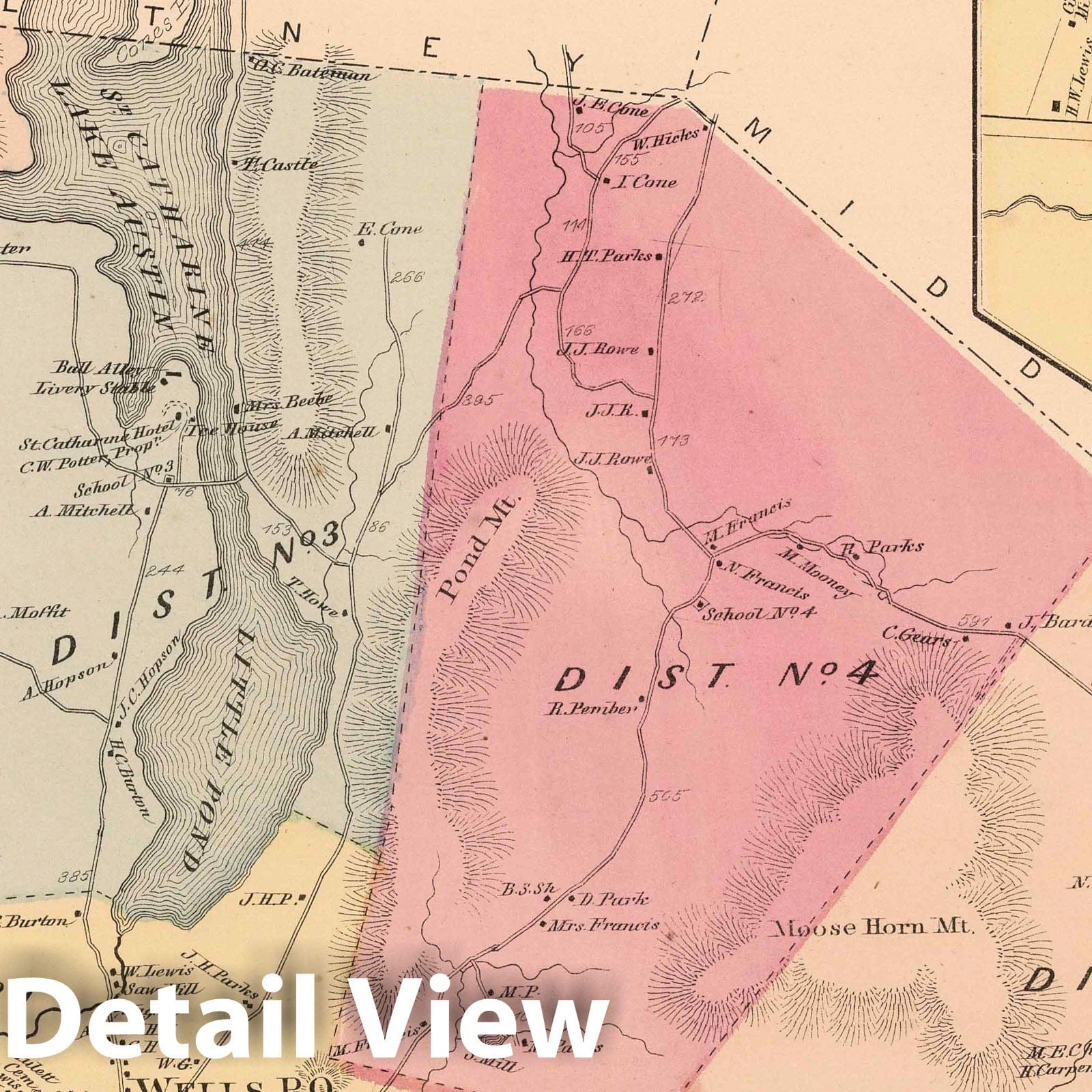 Wells Township, Rutland County, Vermont - Property Map, 1869 - Historical Map Print