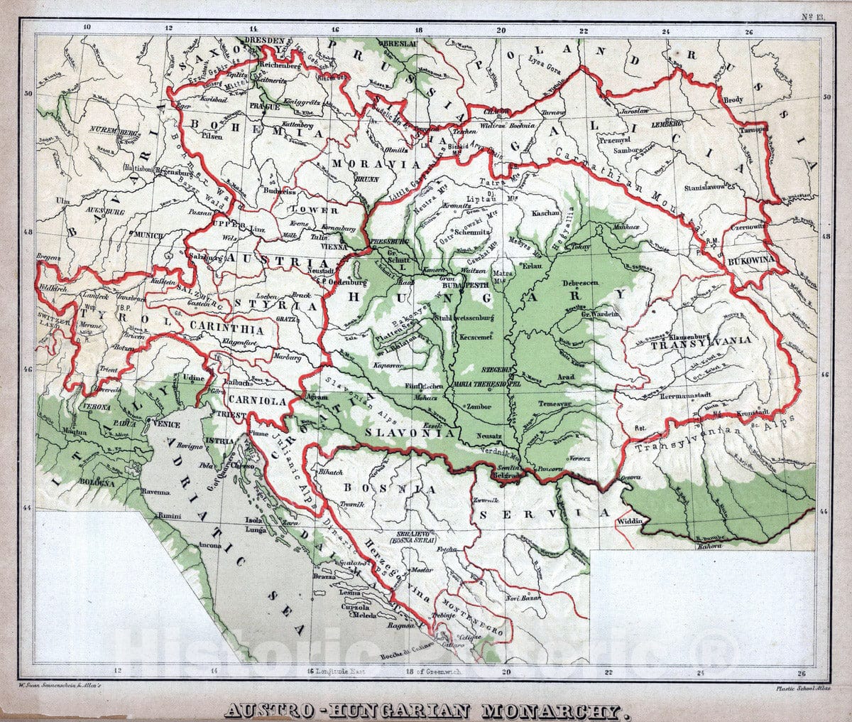 Historic Wall Map : 1880 Austro-Hungarian Monarchy. v2 - Vintage Wall Art