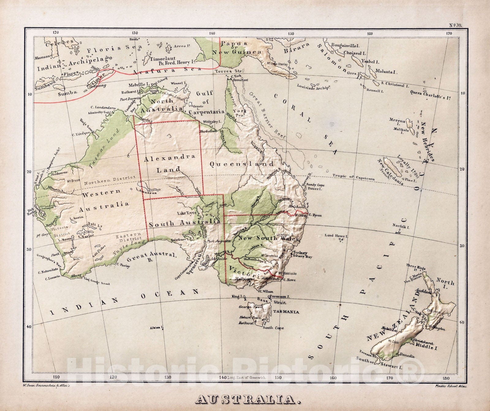 Historic Map : 1880 Australia. v2 - Vintage Wall Art