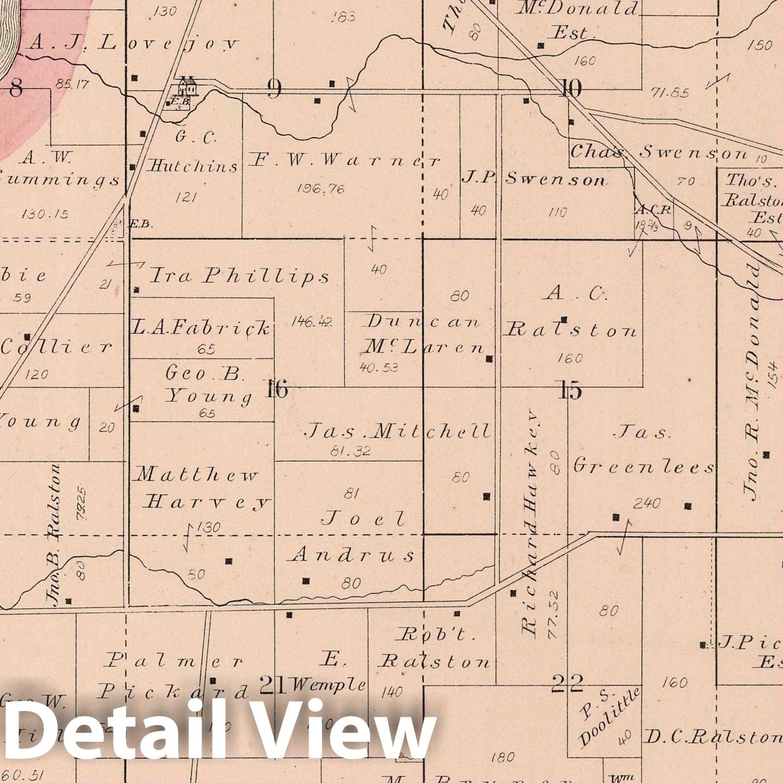 Harlem Township, Winnebago County, Illinois 1886 Historical Map Print