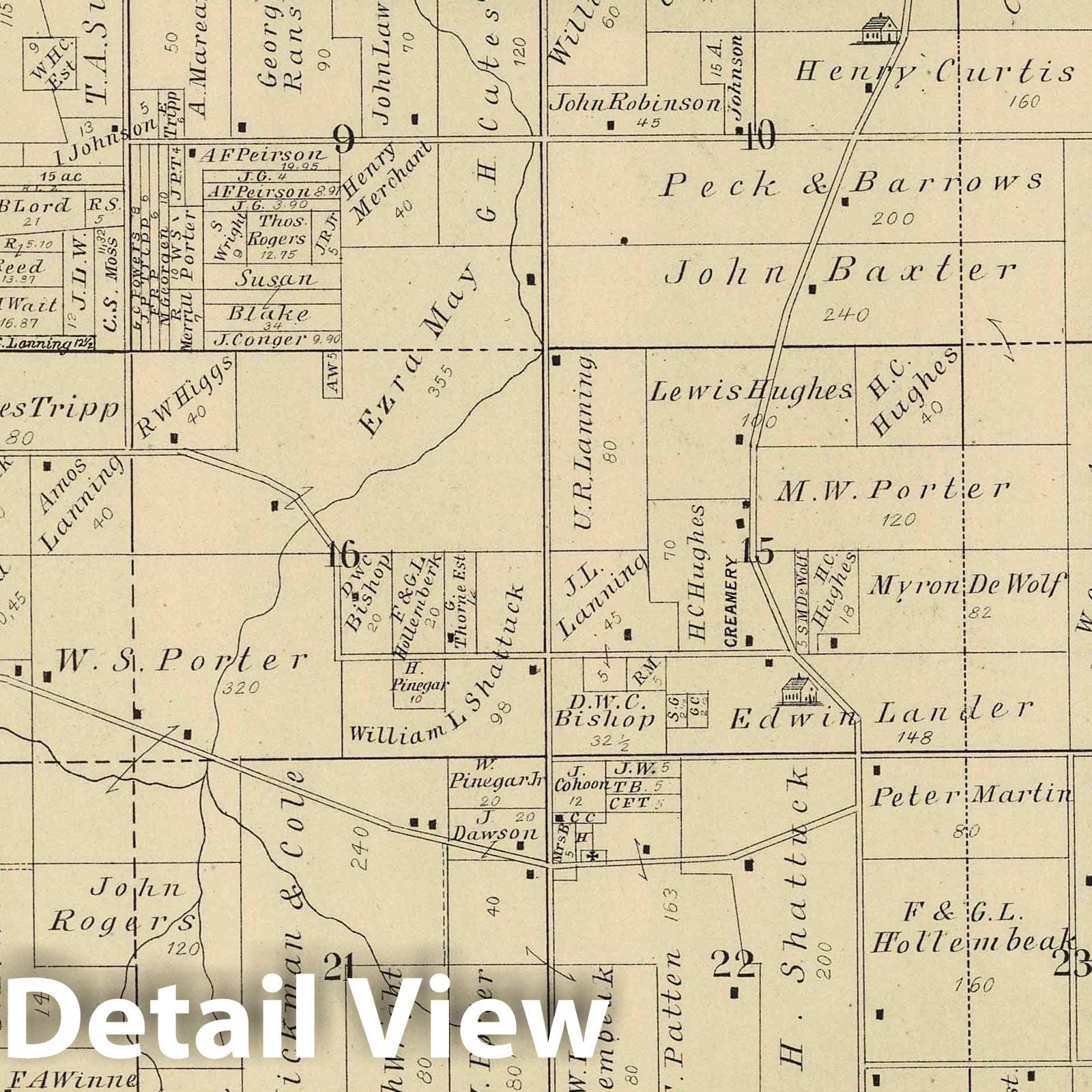 Historic Map : 1886 Spring Township, Boone County, Illinois. - Vintage Wall Art