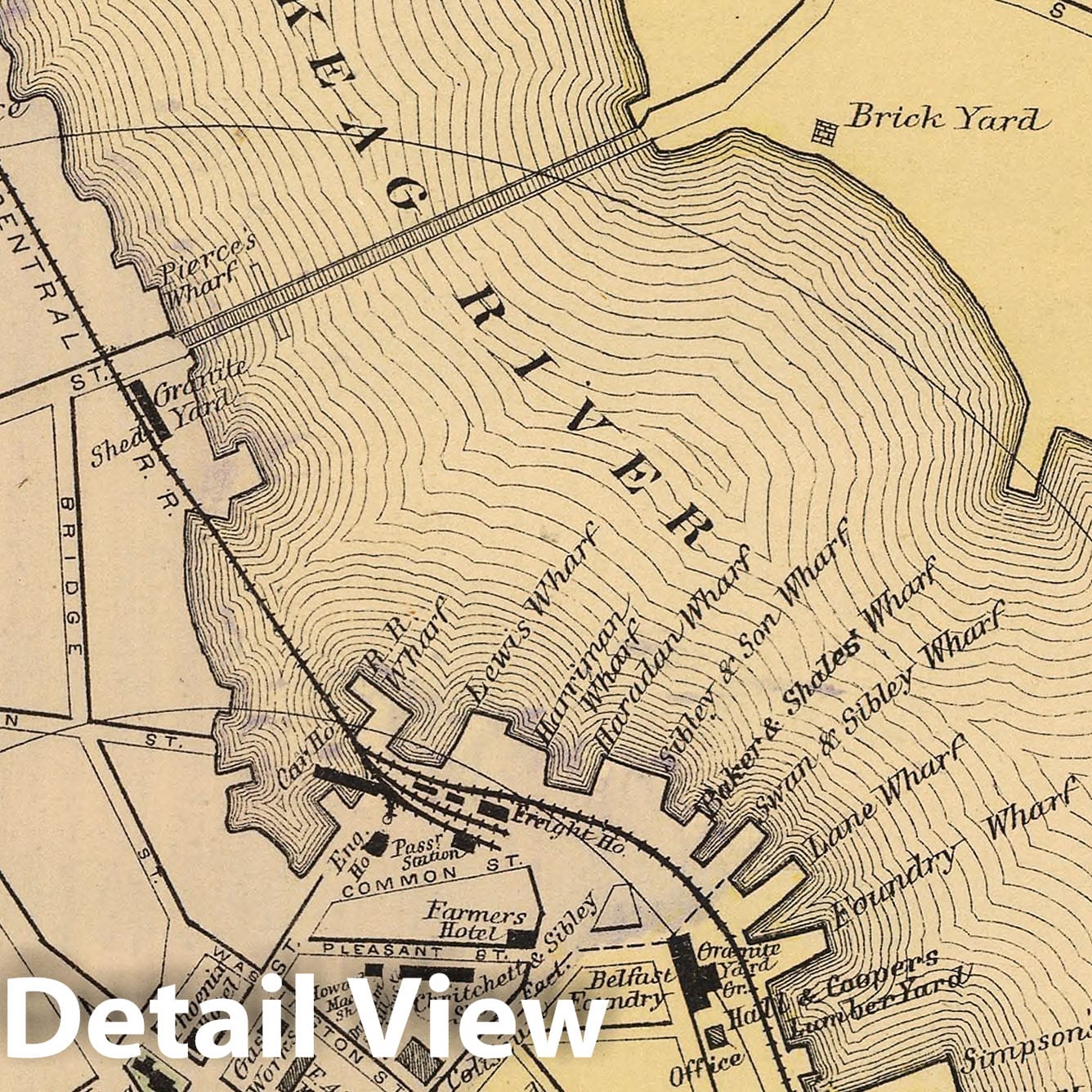 Belfast, Maine - Road Map, 1885 - Historical Map Print