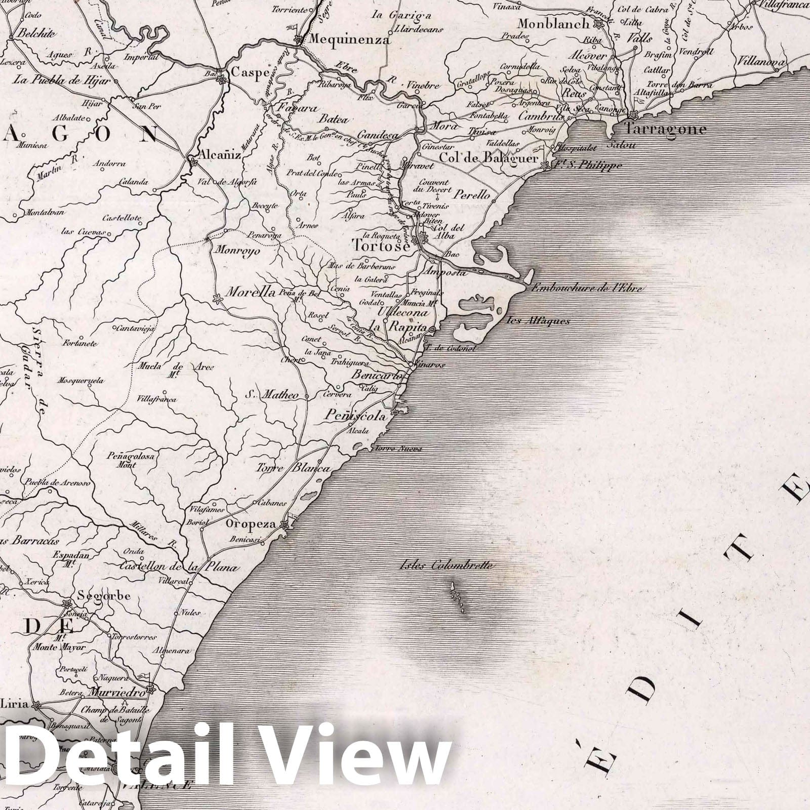 Aragon, Catalonia, and Valencia - Military Map, 1828