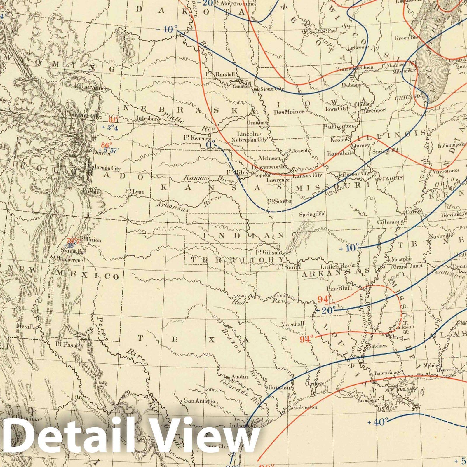 United States Mean Temperature 1874 Historical Map Print