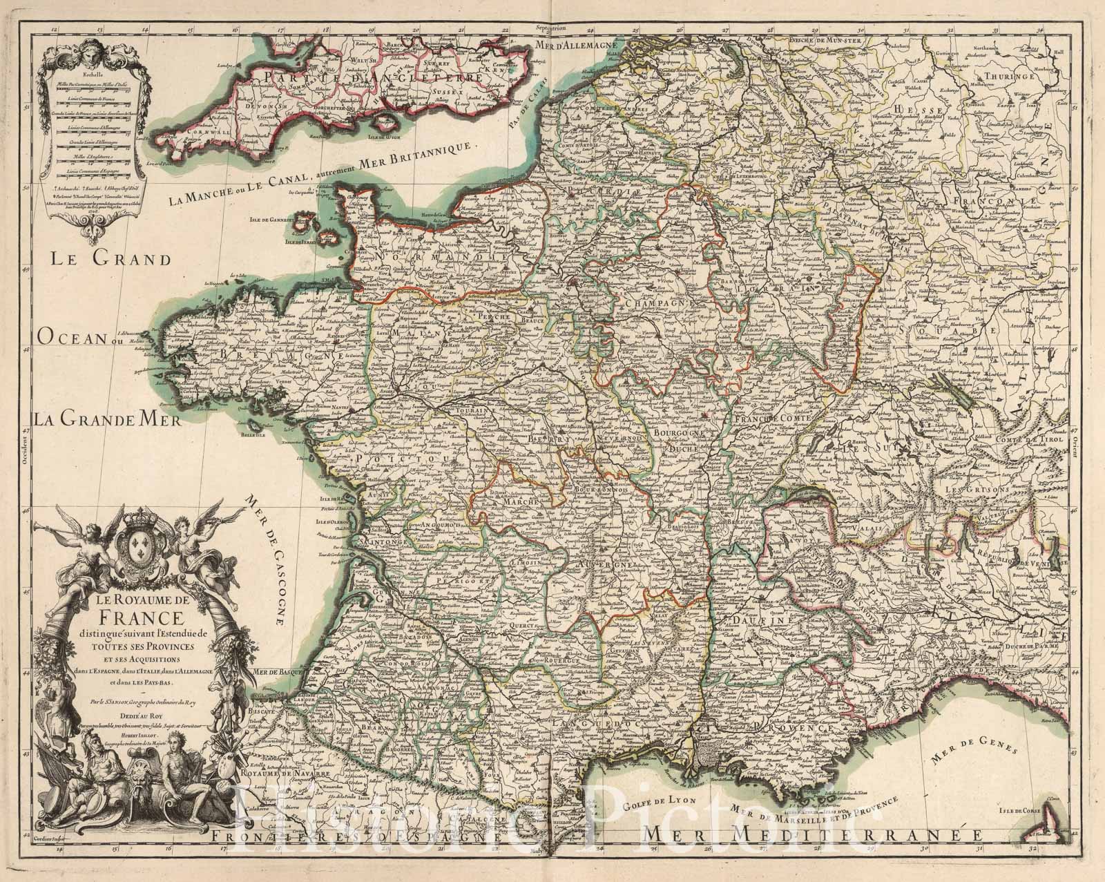 Kingdom of France, 1706 - Historical Map Print