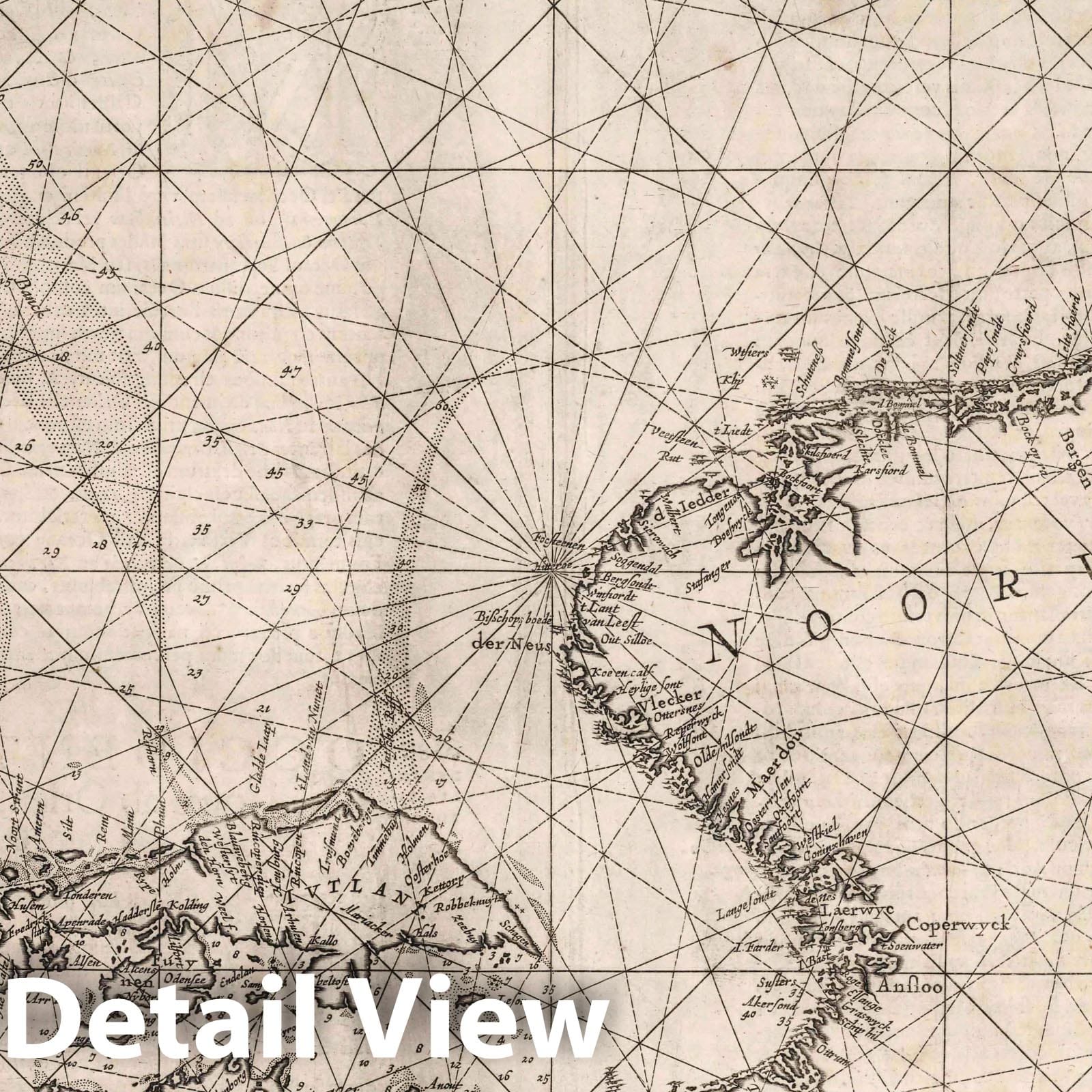 North Sea, Denmark, and Norway - Nautical Chart, 1650