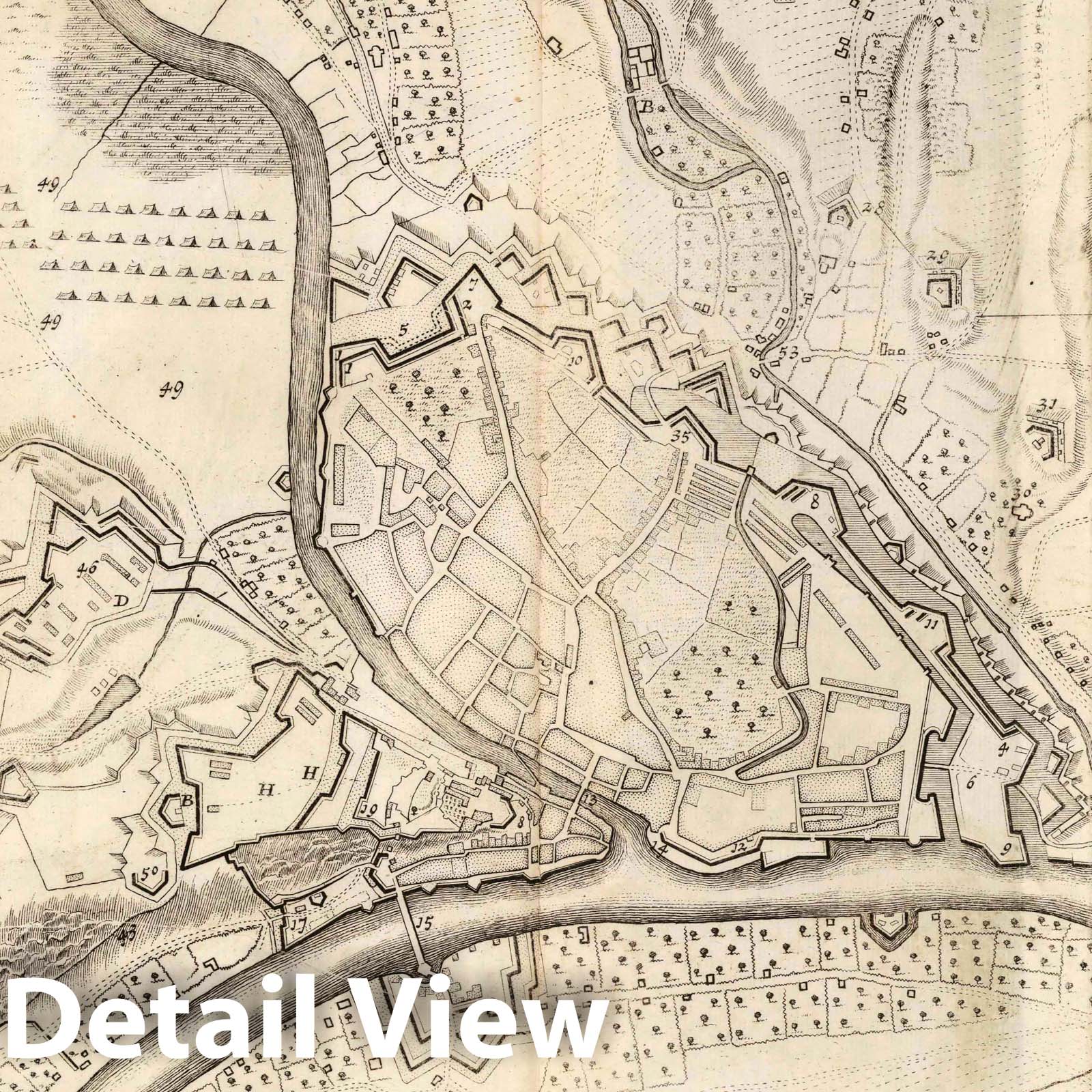 Namur, Belgium - Plan No. 76, 1709 - Historical Map Print