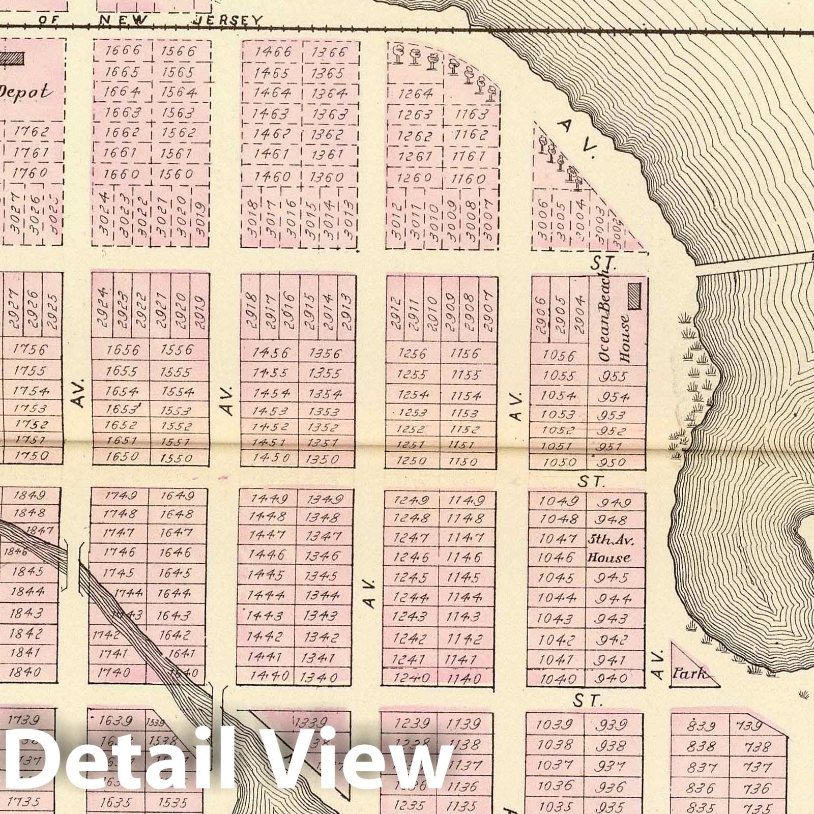 Ocean Beach, New Jersey 1878 Historical Map Print
