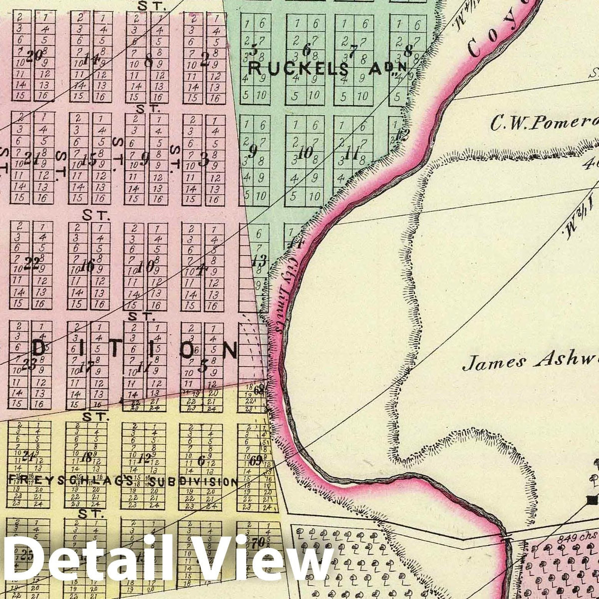 San Jose, Third Ward, California, 1876 - Historical Map Print