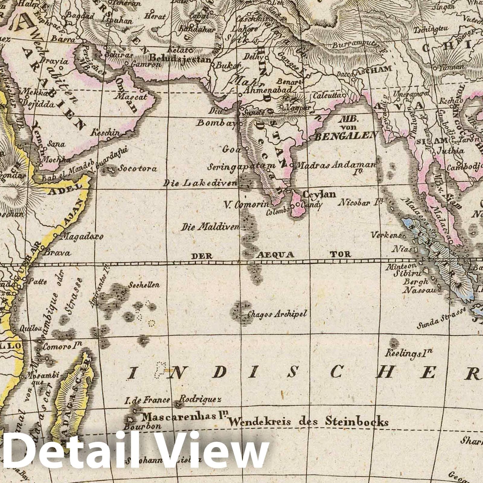 Eastern Hemisphere, 1822 - Historical Map Print