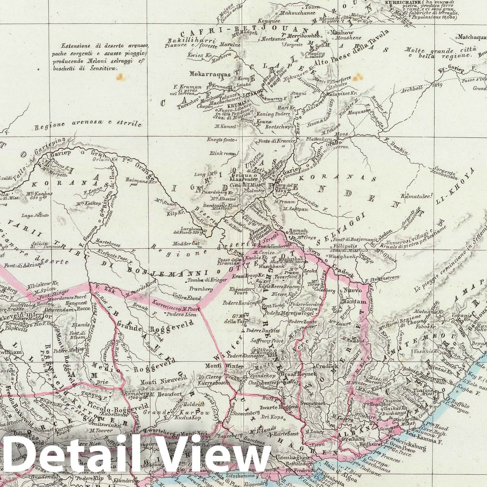 Cape of Good Hope Colony, South Africa, 1847 - Historical Map Print