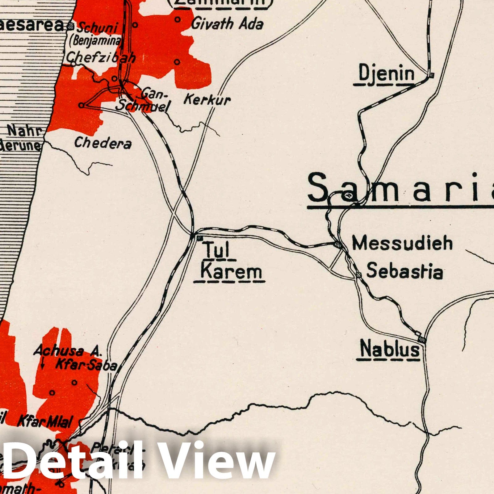 Palestine - Population Map, 1926 - Historical Map Print
