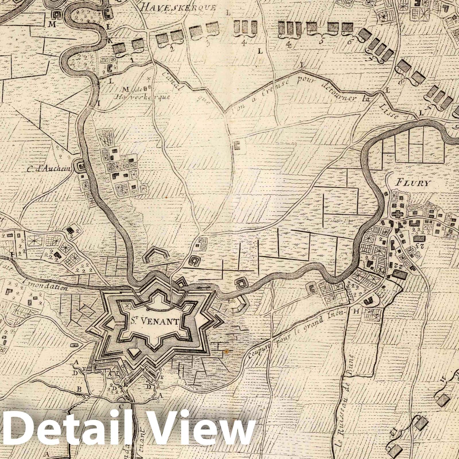 Siege of Saint-Venant, France - Plate No. 53, 1710 - Historical Military Map Print