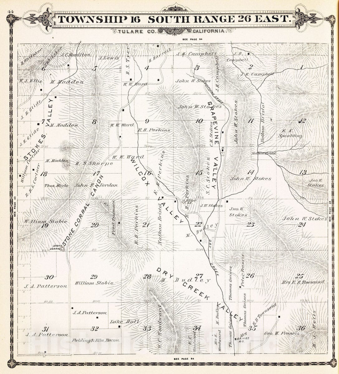 Historic Map : 1892 T.16S R.26E. - Vintage Wall Art