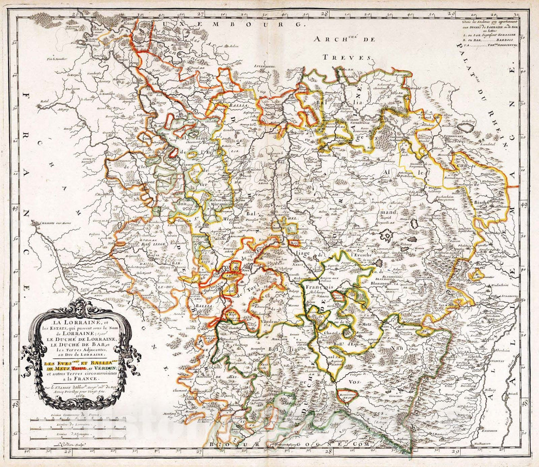 Historic Map : France, 1669 Lorraine, France. , Vintage Wall Art
