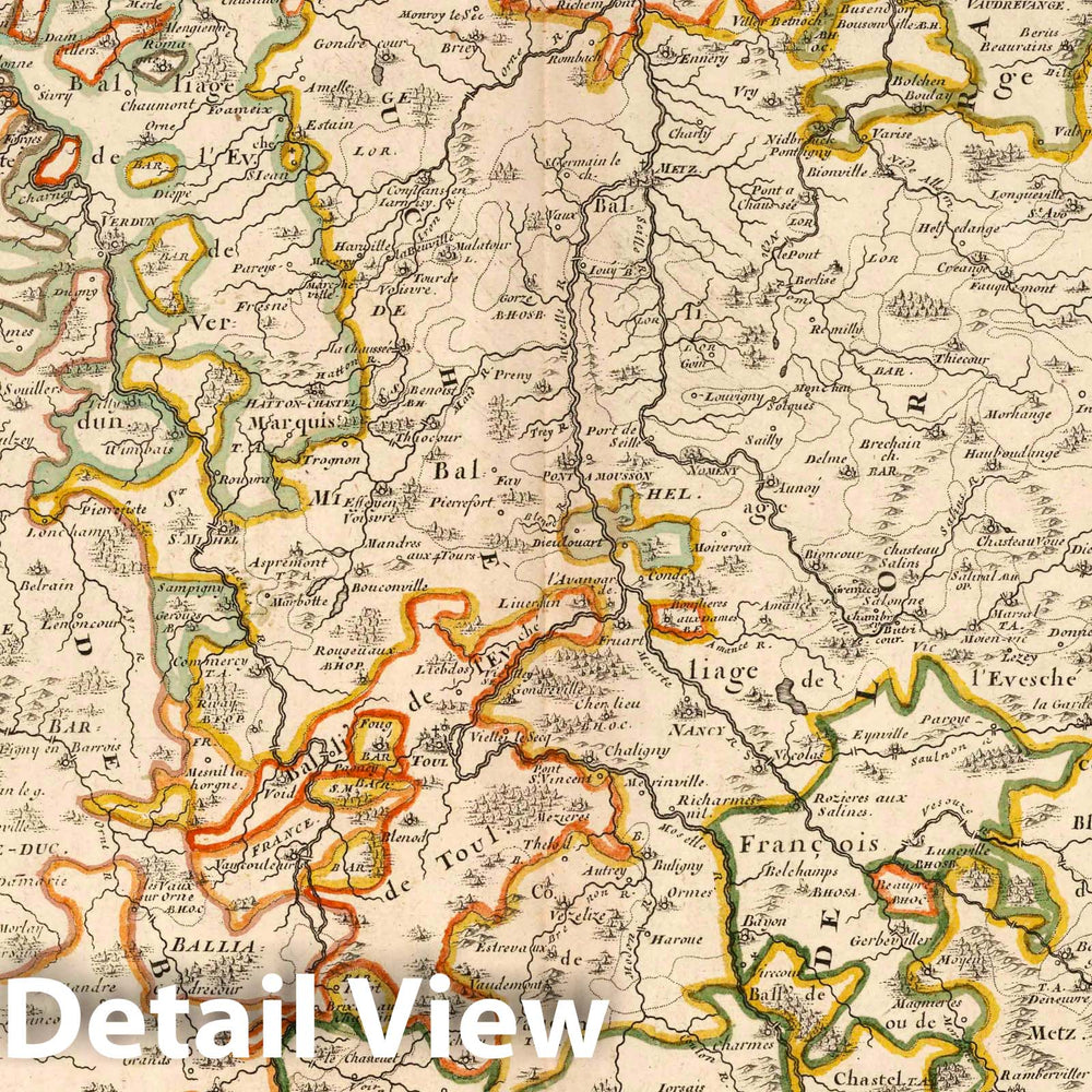 Historic Map : France, 1669 Lorraine, France. , Vintage Wall Art