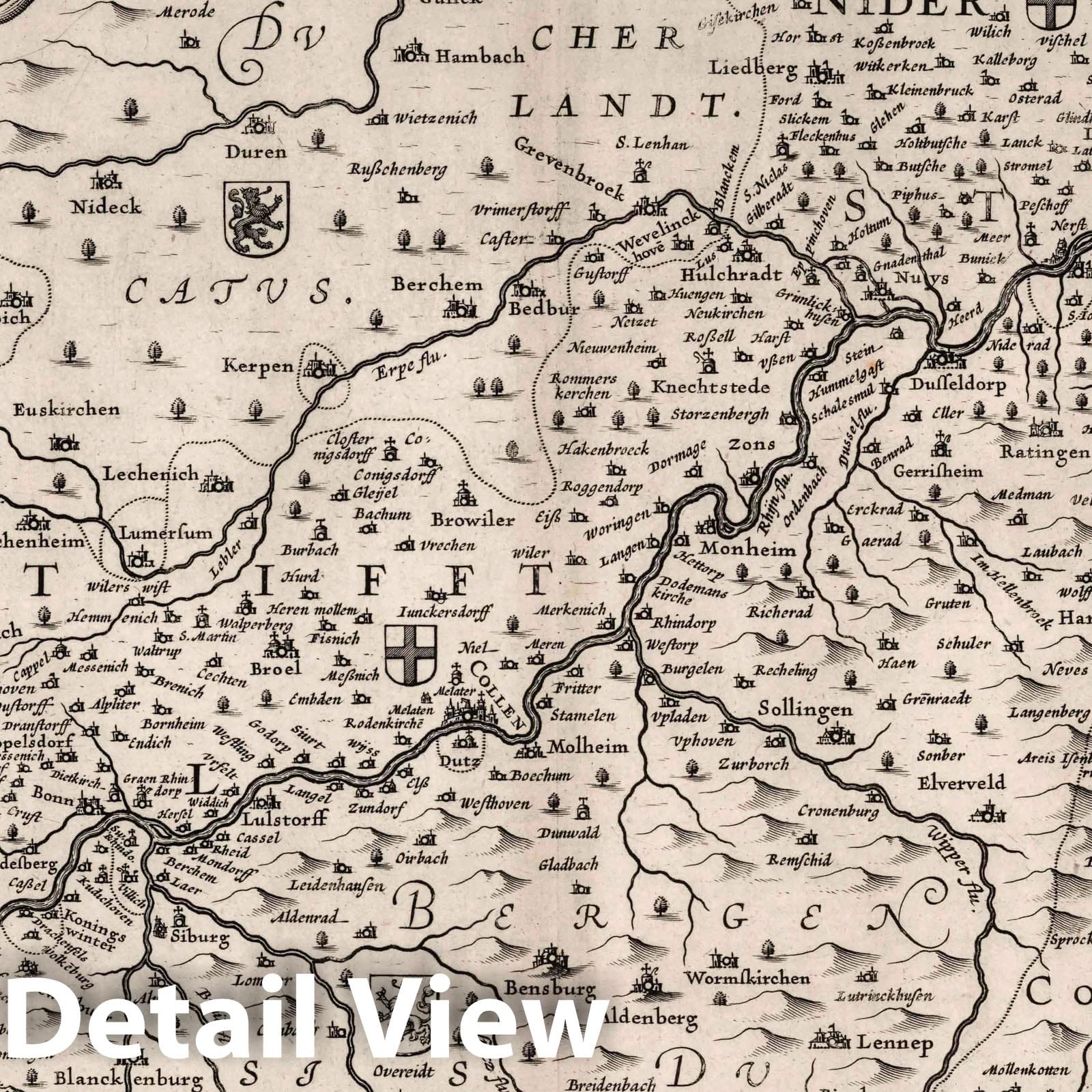 Cologne, Germany 1630 Historical Map Print - Blaeu Atlantis Appendix