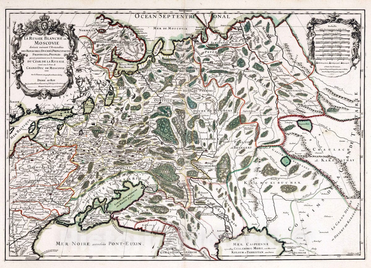 Historic Wall Map : Russia, 1695 La Russie Blanche ou Muscovie. , Vintage Wall Art