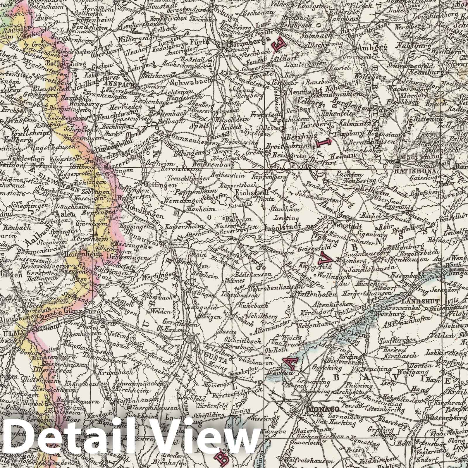 Historic Map : Germany, 1855 Regni di Baviera, Wurttemberg, Baden, Principati Prussiani. , Vintage Wall Art