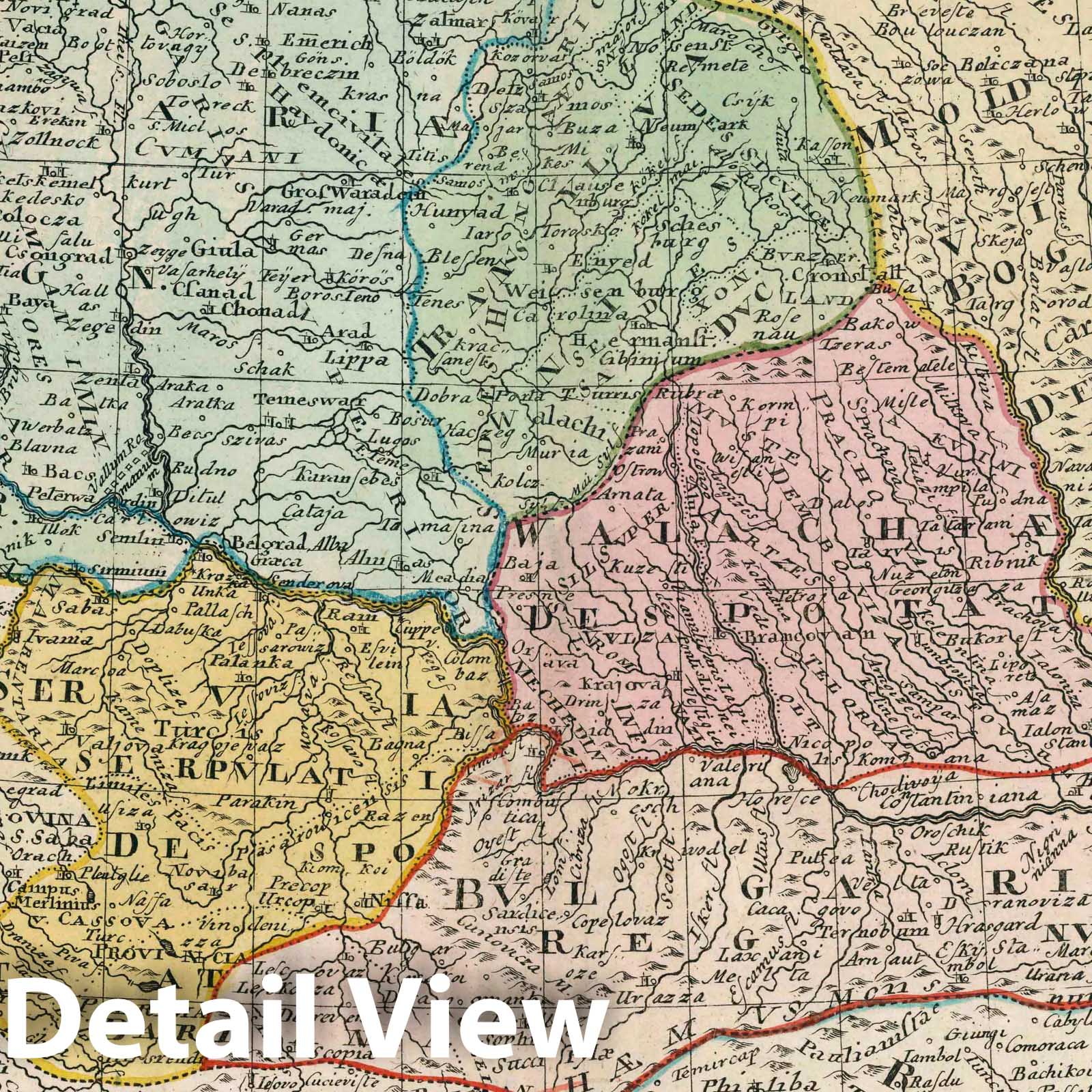 Hungary and Adjacent Regions - River Map, 1753 - Historical Map Print
