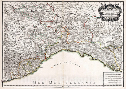 Historic Map : Milan (Italy) 1695 Partie du Duche de Milan. , Vintage Wall Art