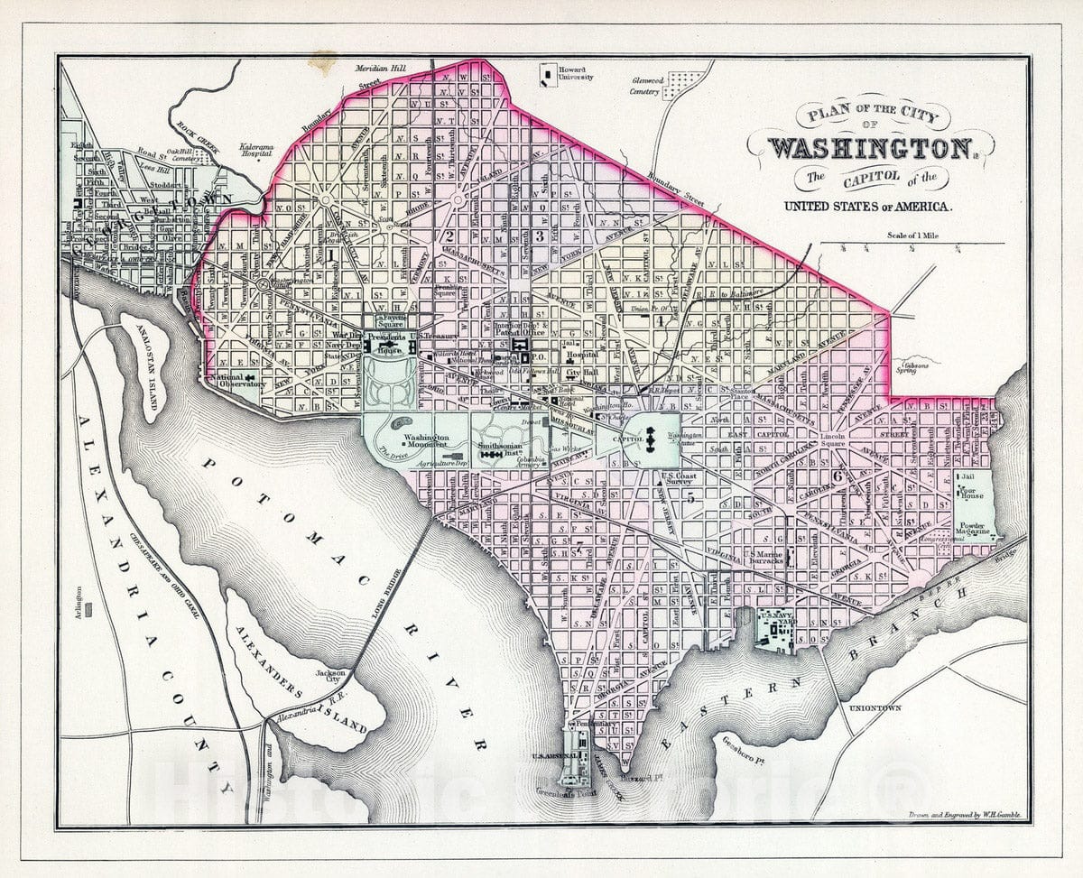 Historic Map : 1886 Washington. v2 - Vintage Wall Art