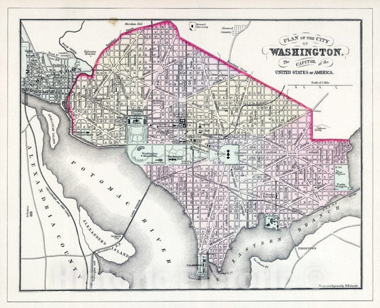 Historic Map : 1886 Washington. v2 - Vintage Wall Art