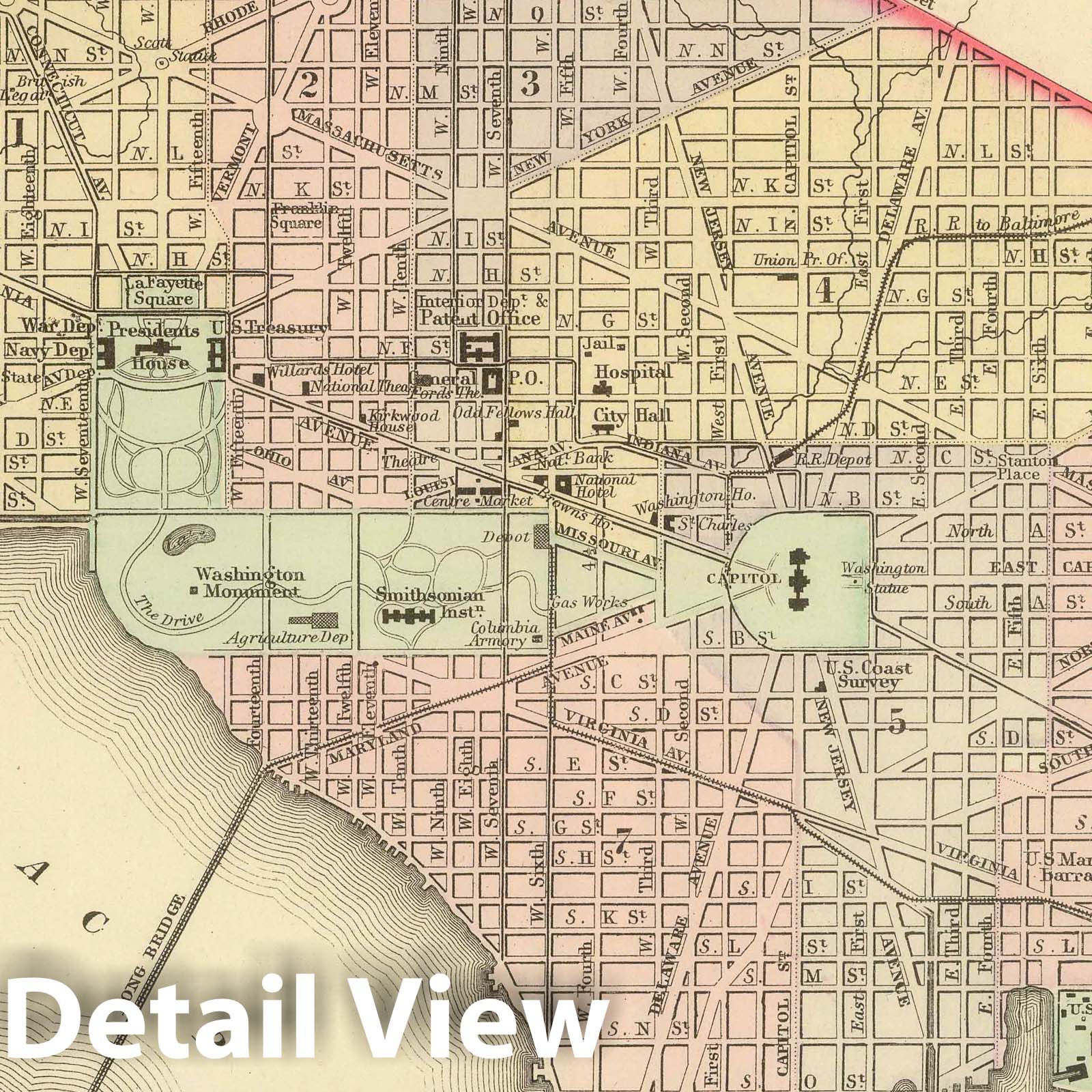 Washington, District of Columbia - Railroad Map, 1886 - Historical Print