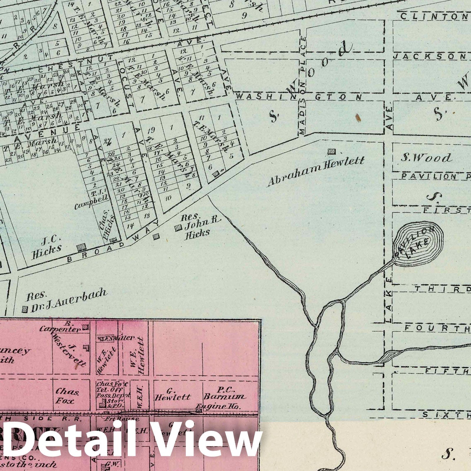 Woodsburgh and Merrick, Hempstead, Long Island - Property Map, 1873