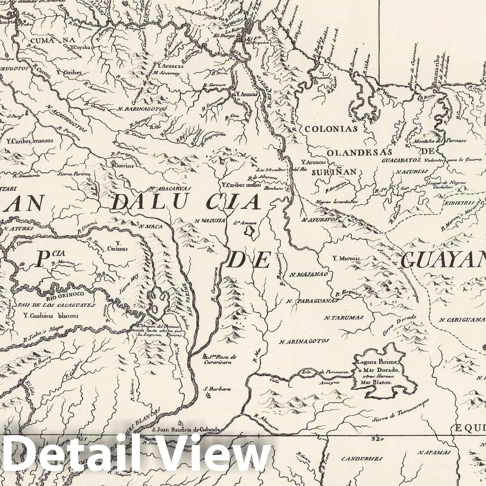 Nueva Andalucia, Venezuela - Route Map, 1778 - Historical Map Print