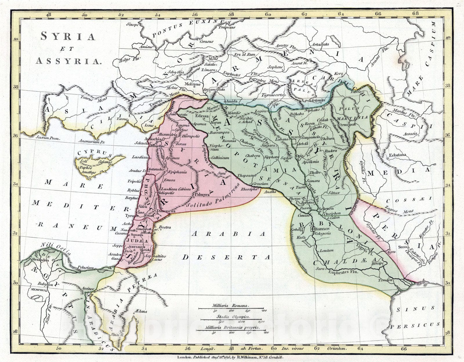 Historic Map : Syria; Iraq; Israel, 1815 Syria et Assyria. , Vintage Wall Art