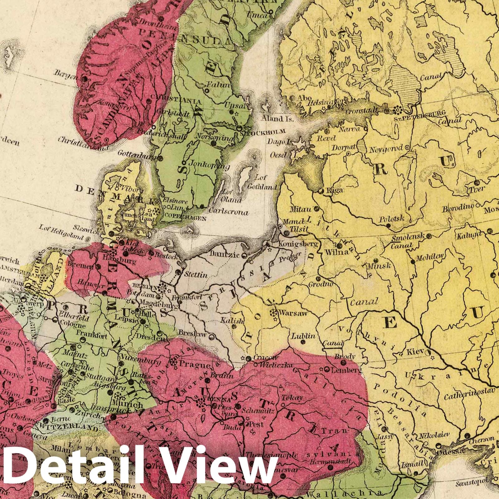 Europe - Railroad Map, 1849 - Historical Map Print