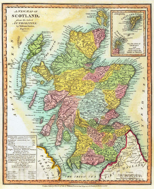Historic Map : 1811 Scotland. v1 - Vintage Wall Art