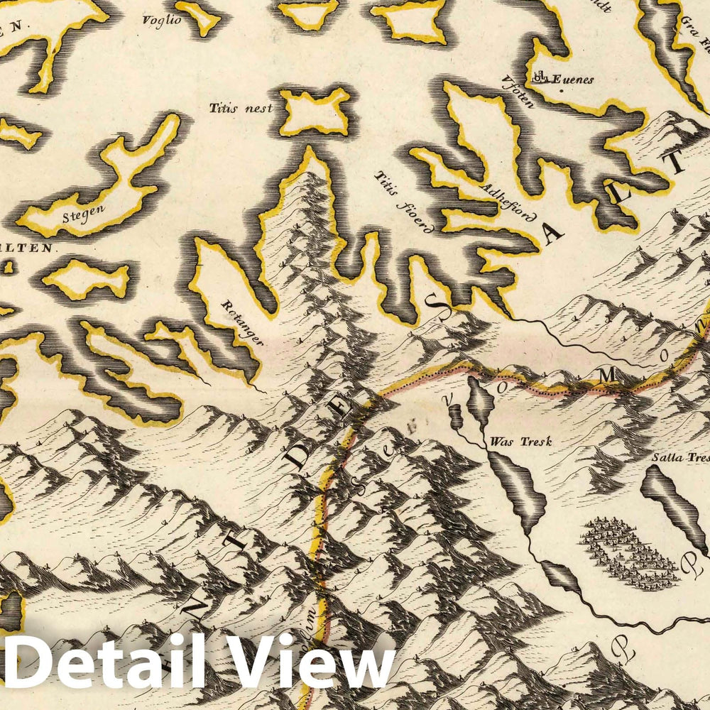 Historic Map : 1668 Northern Part of Dronthemhus, Norway. - Vintage Wall Art