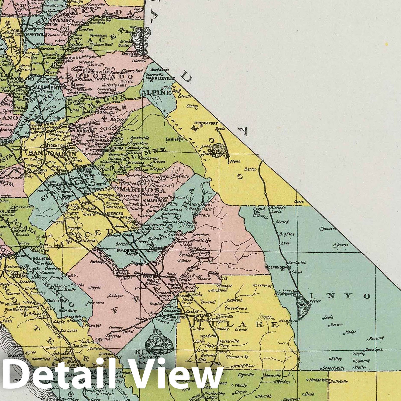 California - Railroad Map, 1898 - Historical Map Print