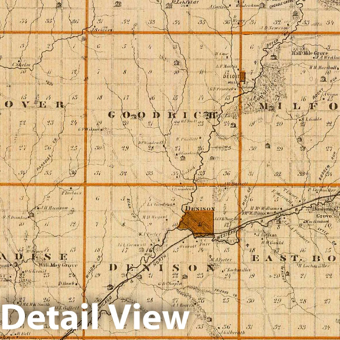 Crawford County - Railroad Map, 1875 - Historical Map Print
