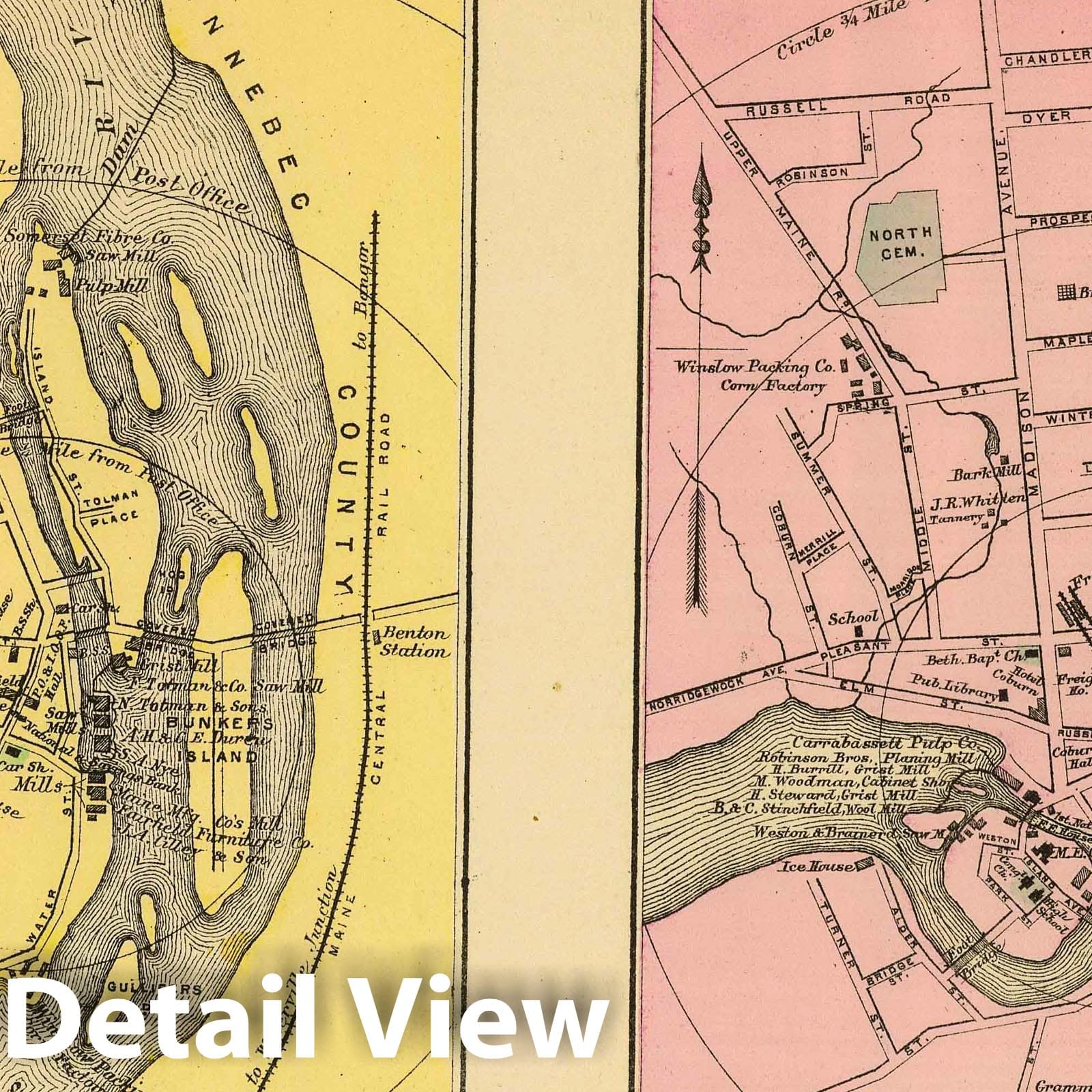 Skowhegan and Fairfield, Maine - Railroad Map, 1894