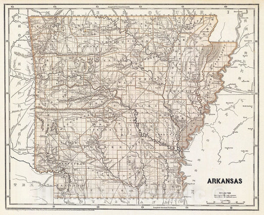 Historic Map : National Atlas - 1845 Arkansas. - Vintage Wall Art