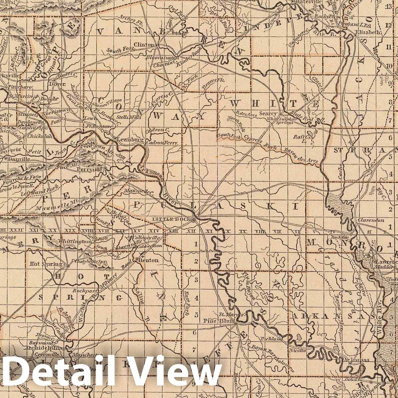 Arkansas, 1845 - Historical Map Print from Morse's North American Atlas