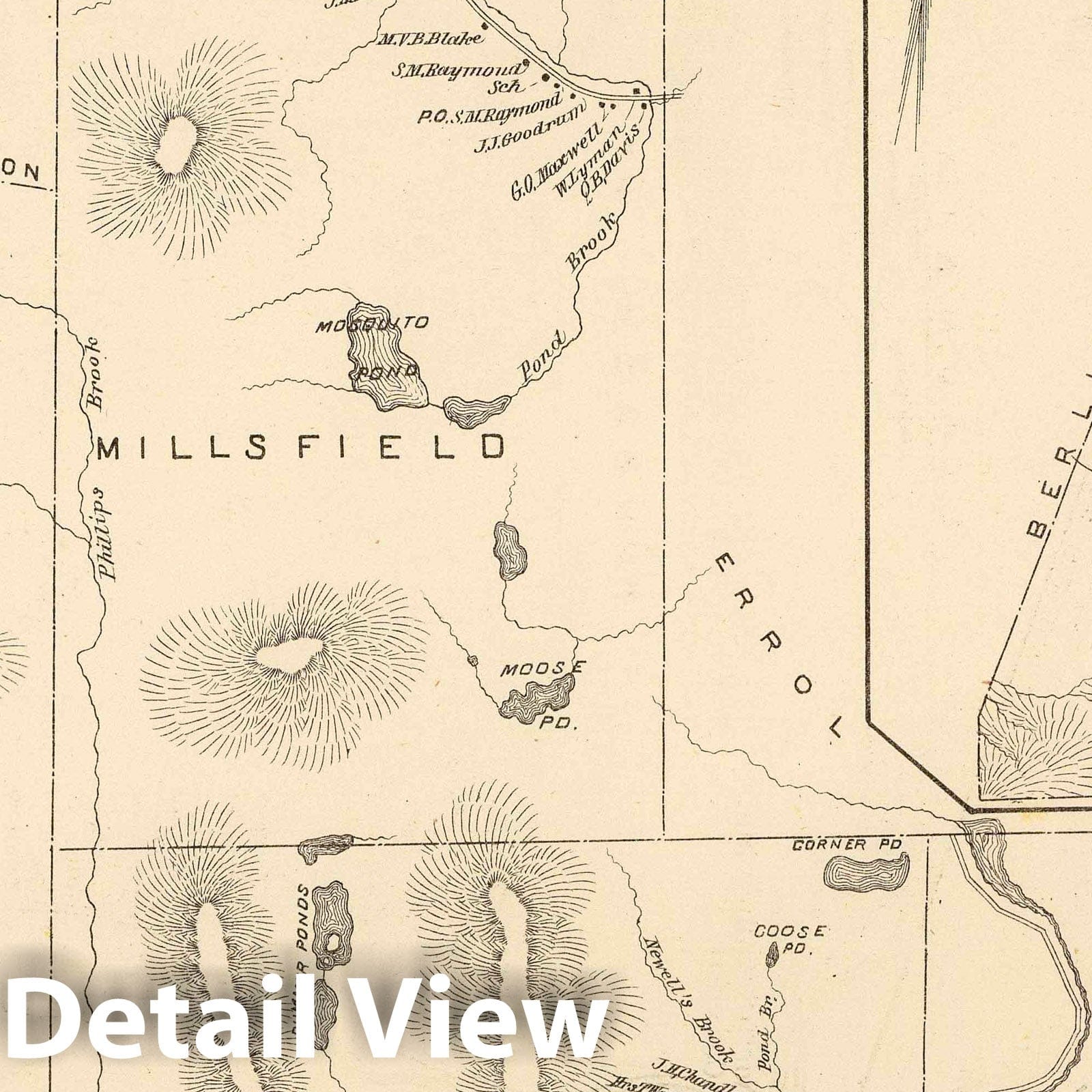 Odell, Millsfield, Dummer, Cambridge & Success, Coos County, New Hampshire - 1892 Historical Road Map
