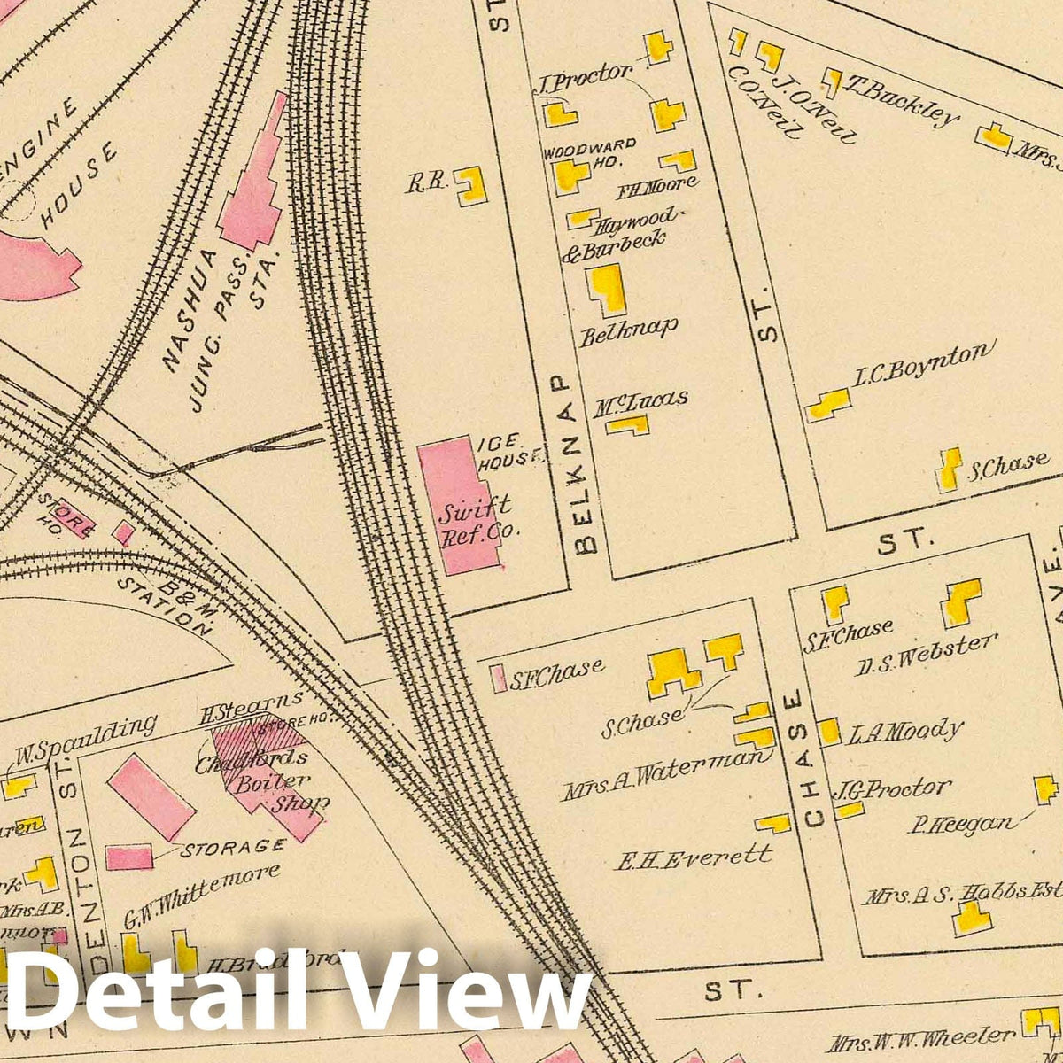 Nashua, Wards 3 and 7, New Hampshire - Railroad Map, 1892